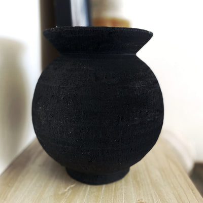 Black Terracotta Pot Vase Urn 31 CM