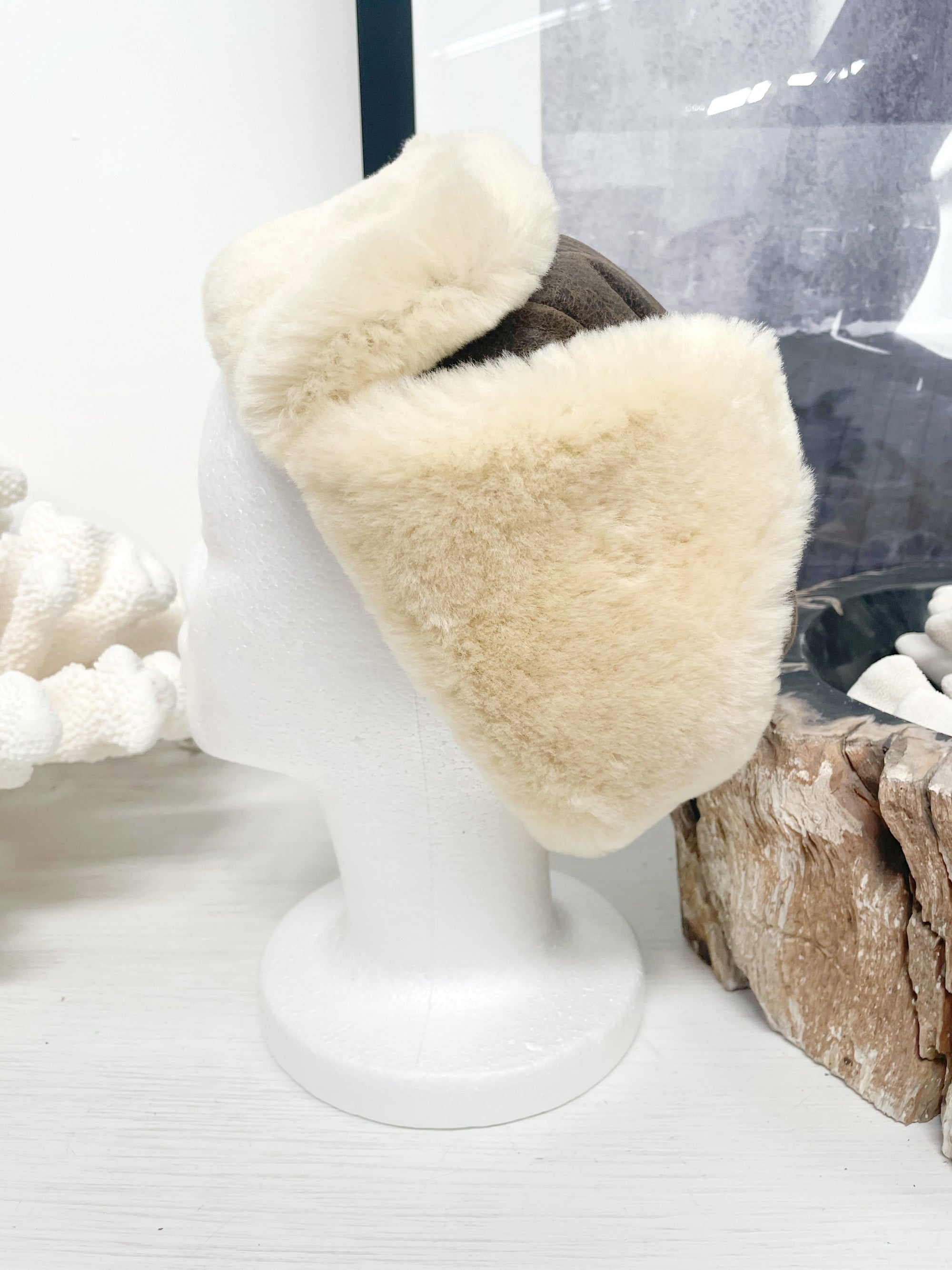 Shearling Vintage Style Trapper Hat With Earflaps