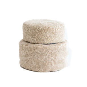 Shearling Sheepskin Round Ottoman - Bone