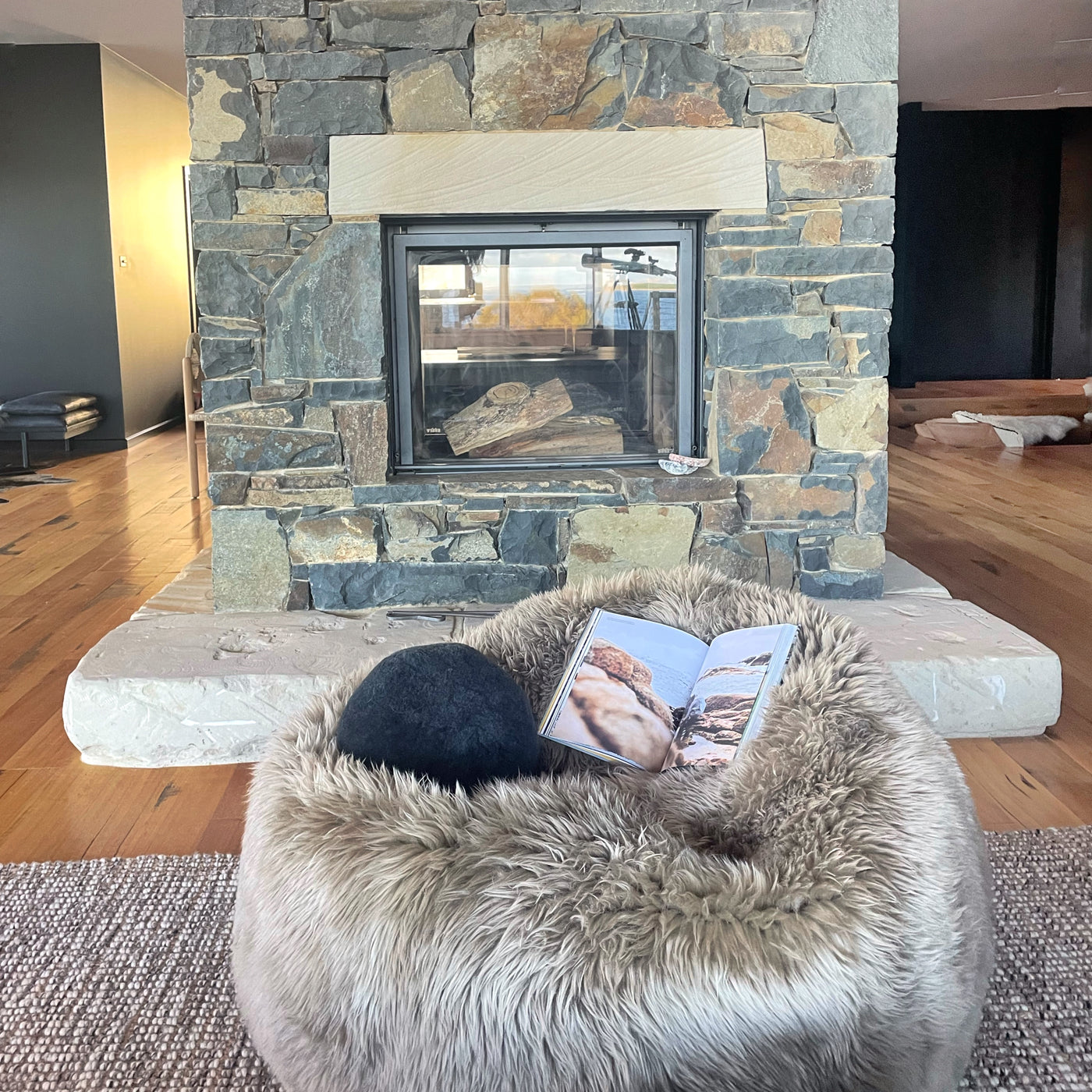 Australian Merino Sheepskin Bean Bag Taupe