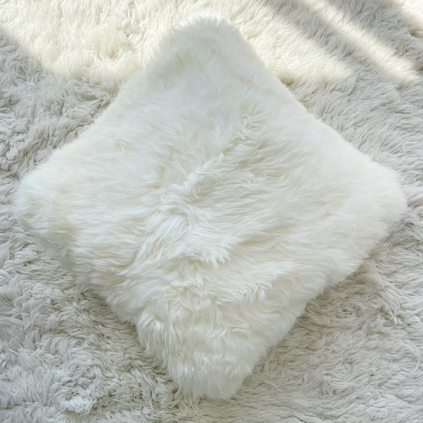 Long Wool Merino Sheepskin Cushion Cover - Ivory