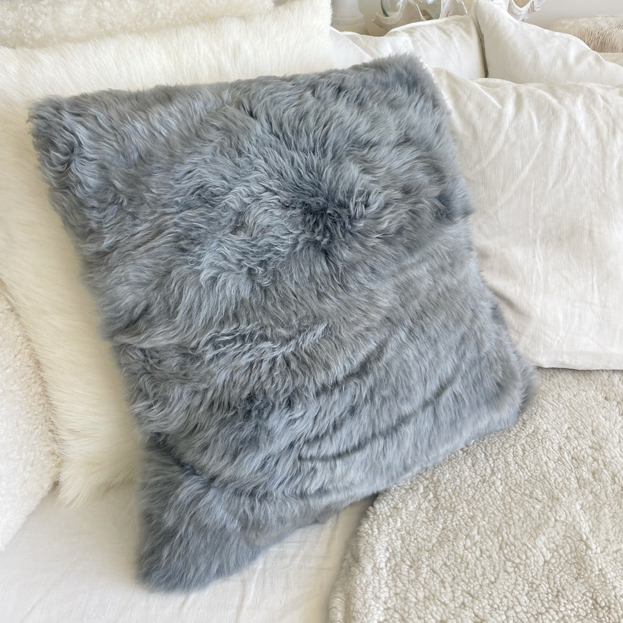 Long Wool Merino Cushion Cover - Grey