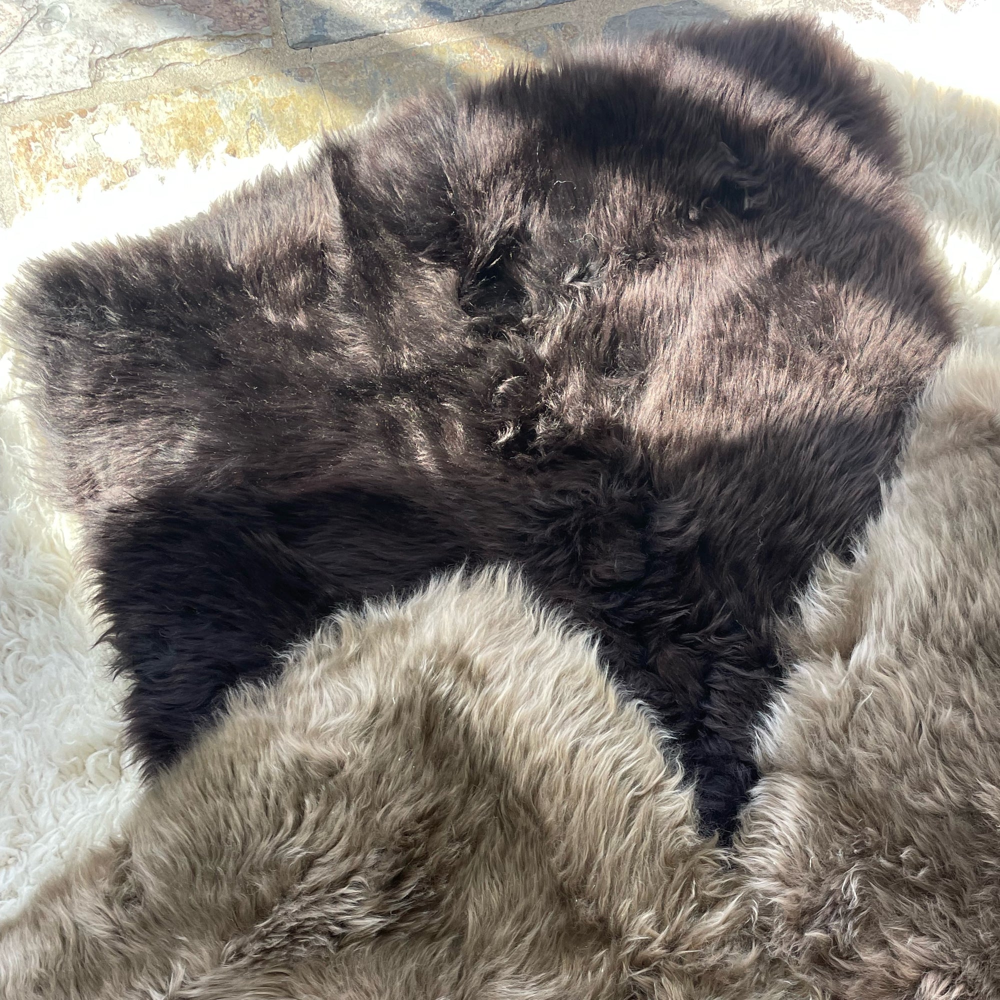 Long Wool Merino Sheepskin Cushion Cover - Chocolate