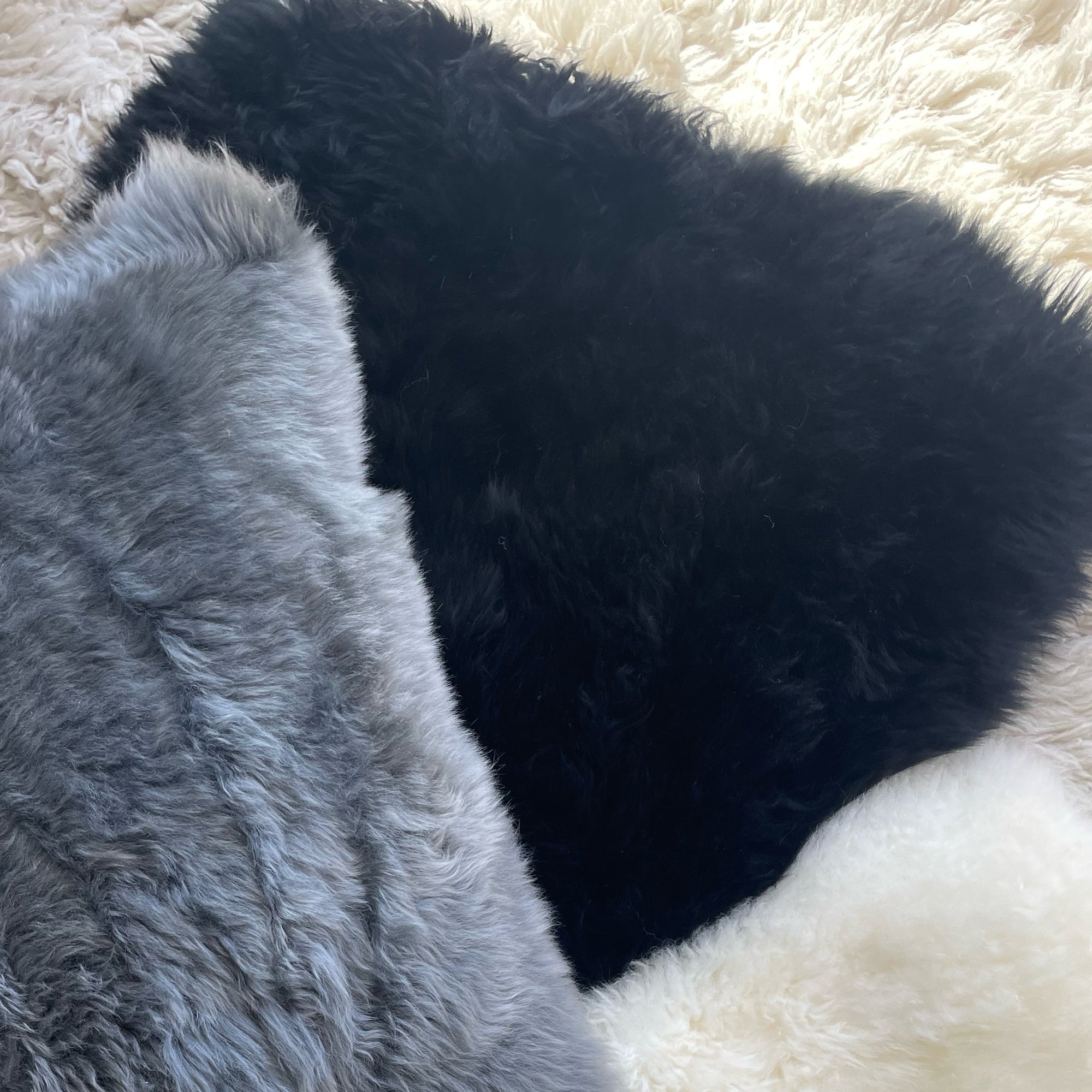 Long Wool Merino Sheepskin Cushion Cover - Black