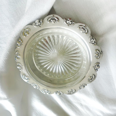 Vintage silver-plated dish with glass insert 12 CM