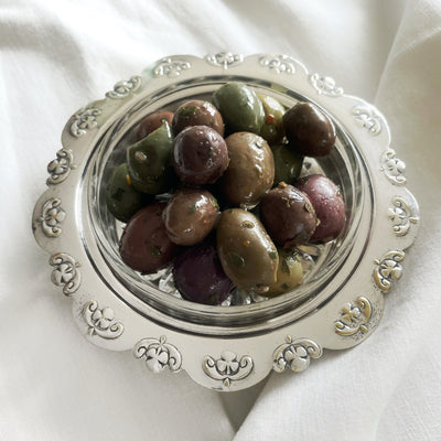 Vintage silver-plated dish with glass insert 12 CM