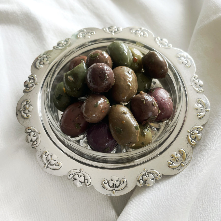 Vintage silver-plated dish with glass insert 12 CM