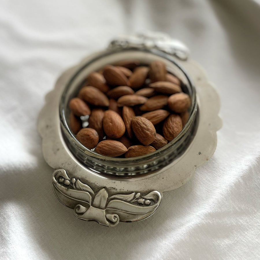 Vintage silver-plated dish with glass insert 15 CM