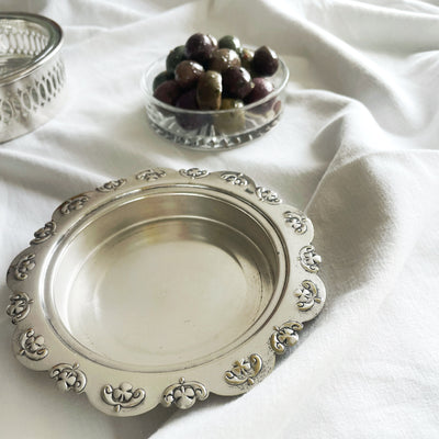 Vintage silver-plated dish with glass insert 12 CM