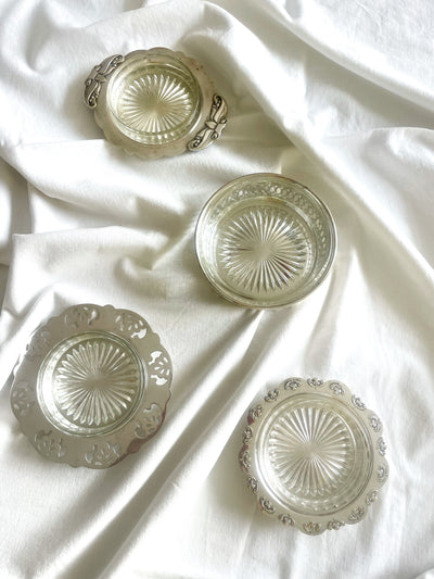 Vintage silver-plated dish with glass insert 12 CM