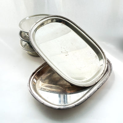 Galleried Silver Plate Trays 22 CM L ***HIRE ONLY***