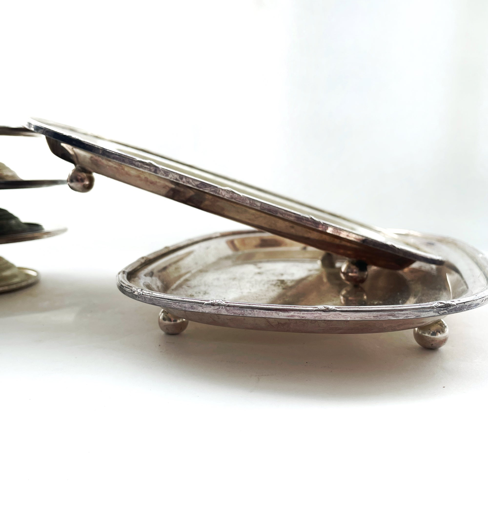 Galleried Silver Plate Trays 22 CM L ***HIRE ONLY***