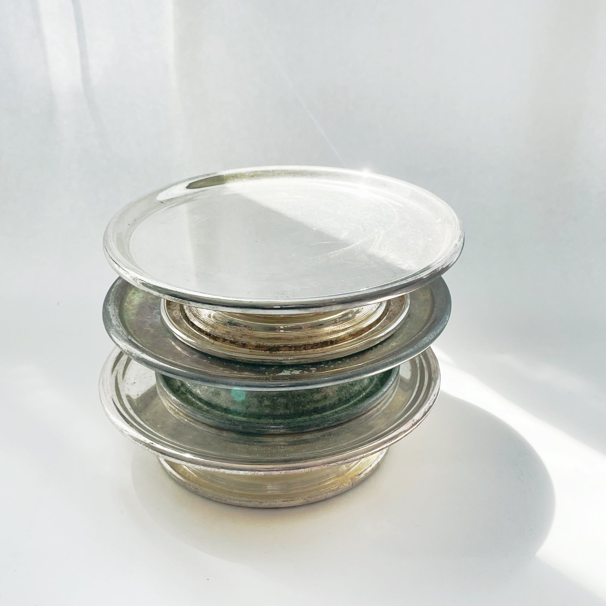 Petite Footed Silver Plated Serving Dishes or Candle Holders 12 CM D ***HIRE ONLY***