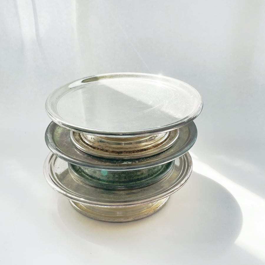 Petite Footed Silver Plated Serving Dishes or Candle Holders 12 CM D ***HIRE ONLY***
