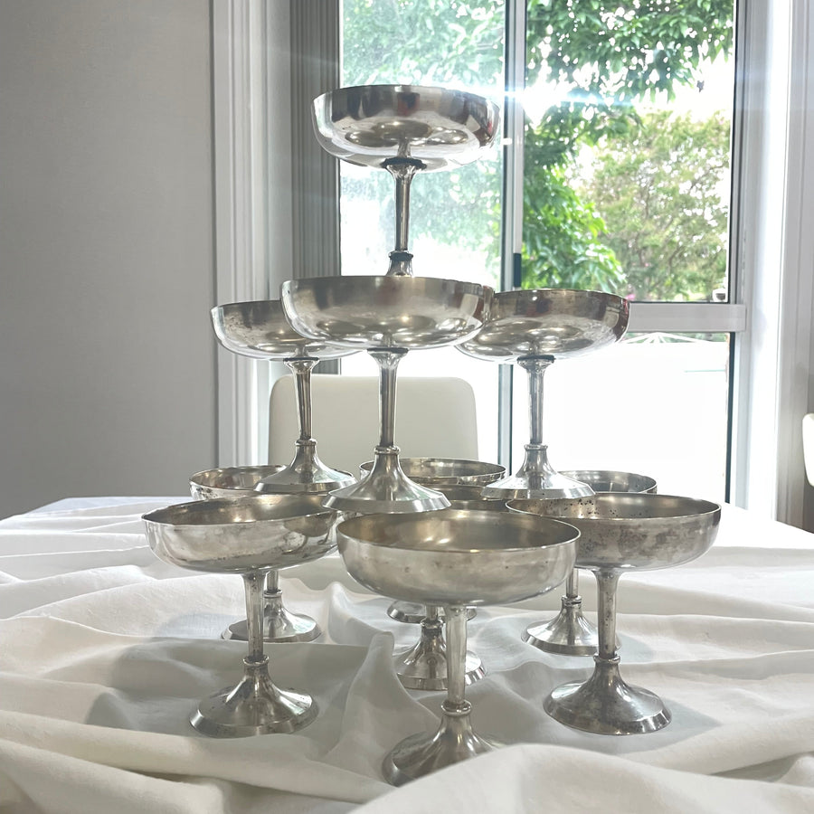 Silver Plated Champagne Coupes ***HIRE ONLY***
