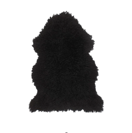 Long Wool Curly Shearling Sheepskin - Black