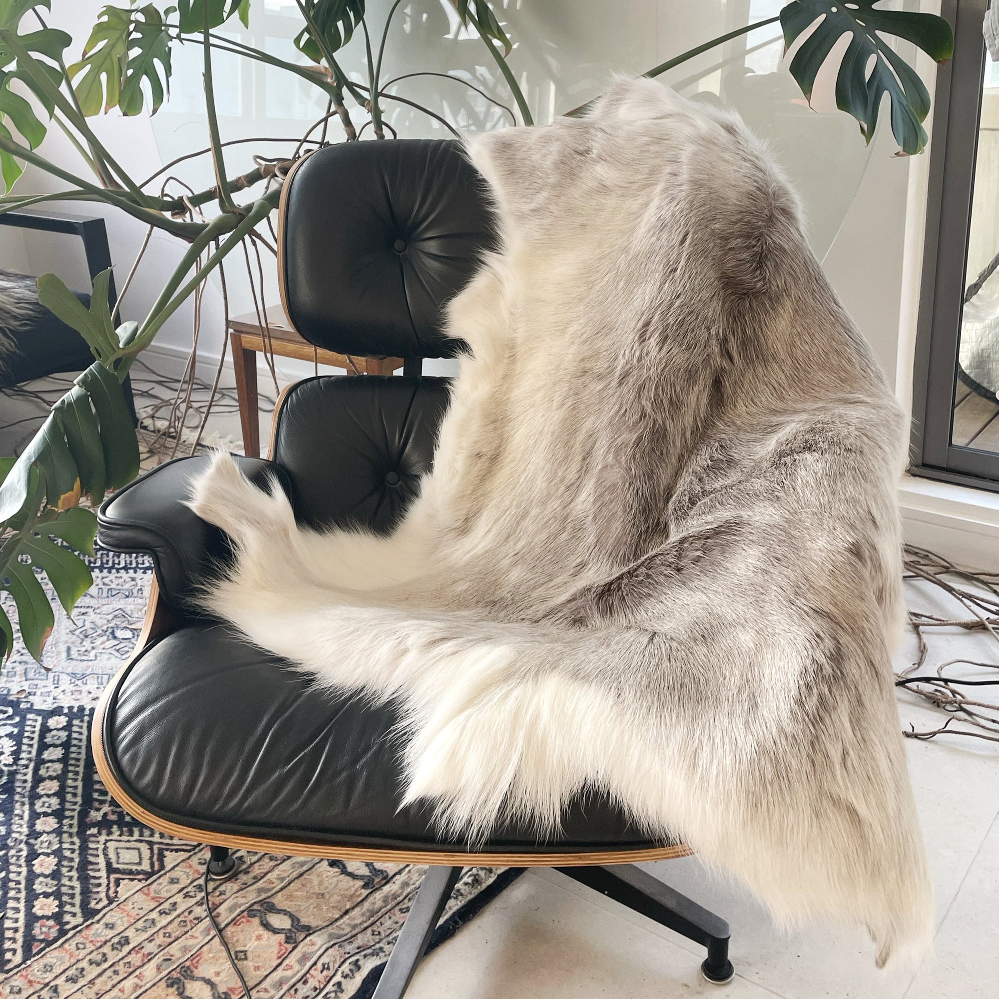 Reindeer Throw Blanket Rug - Natural Light