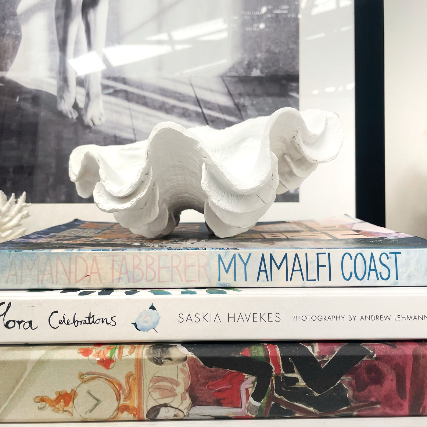 Ruffled Resin Clamshell Clam Decor Sculpture Bowl 22 CM