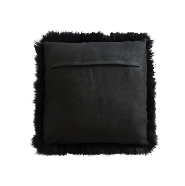 Long Wool Merino Sheepskin Cushion Cover - Black