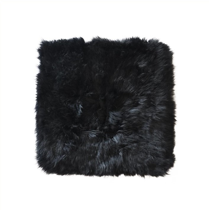 Long Wool Merino Sheepskin Cushion Cover - Black