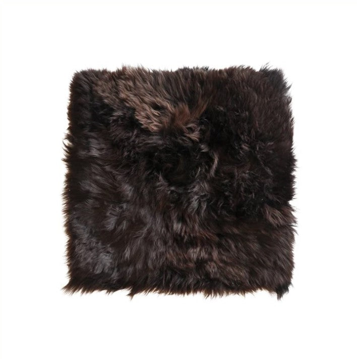 Long Wool Merino Sheepskin Cushion Cover - Chocolate