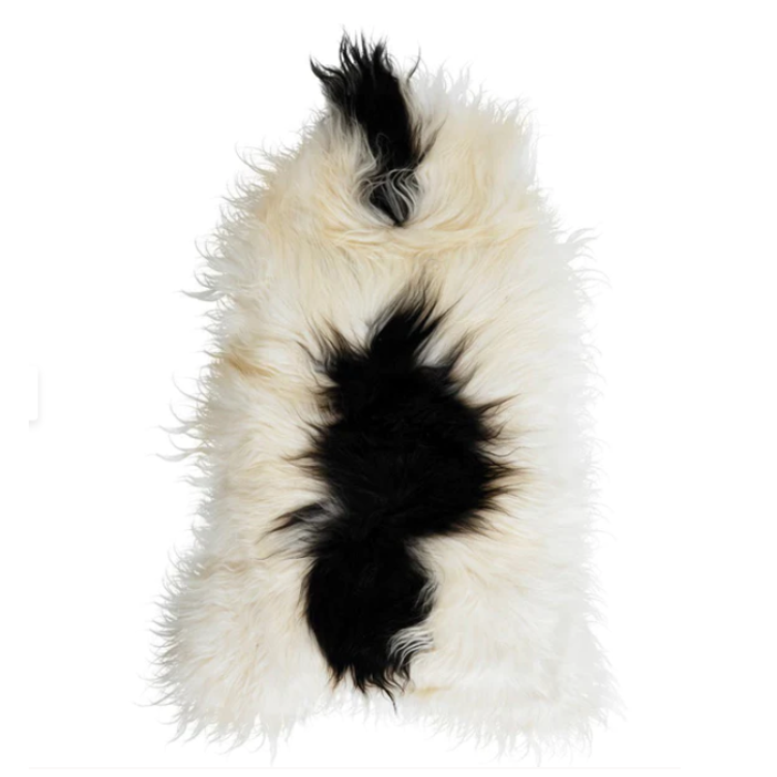 Icelandic Sheepskin - Natural White Spotted Black