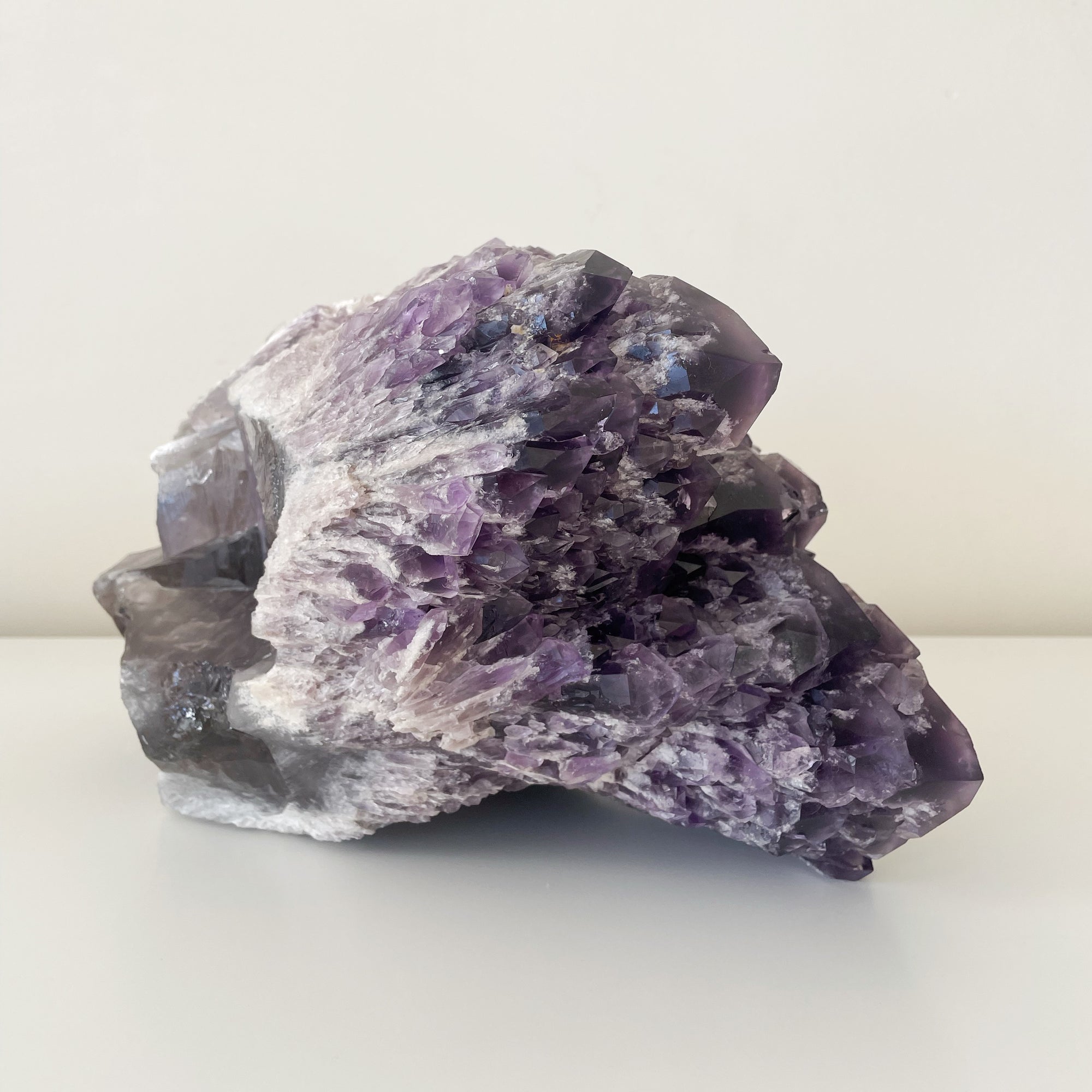 Extra Large and Heavy Elestial Amethyst Point with Smokey Quartz