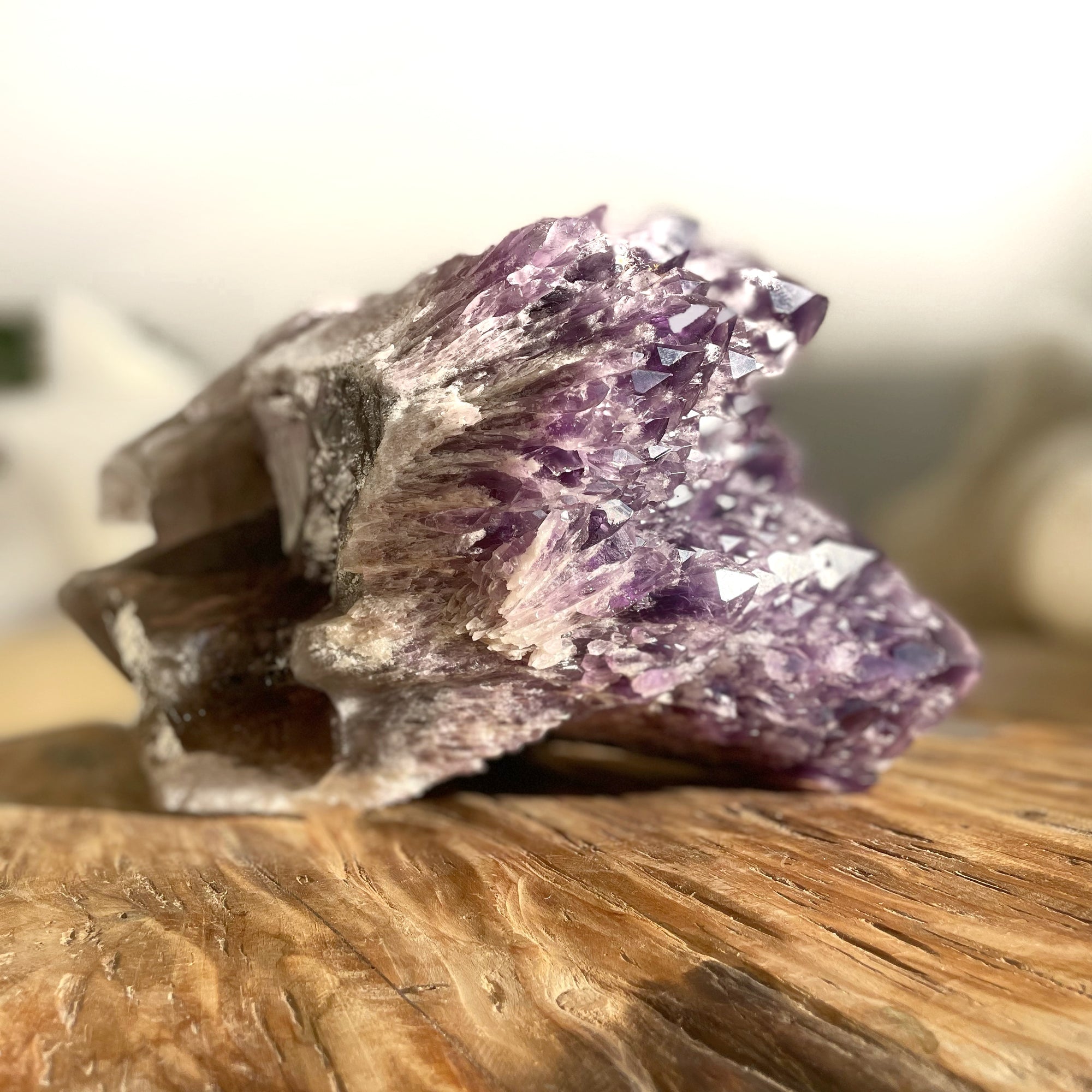 Extra Large and Heavy Elestial Amethyst Point with Smokey Quartz