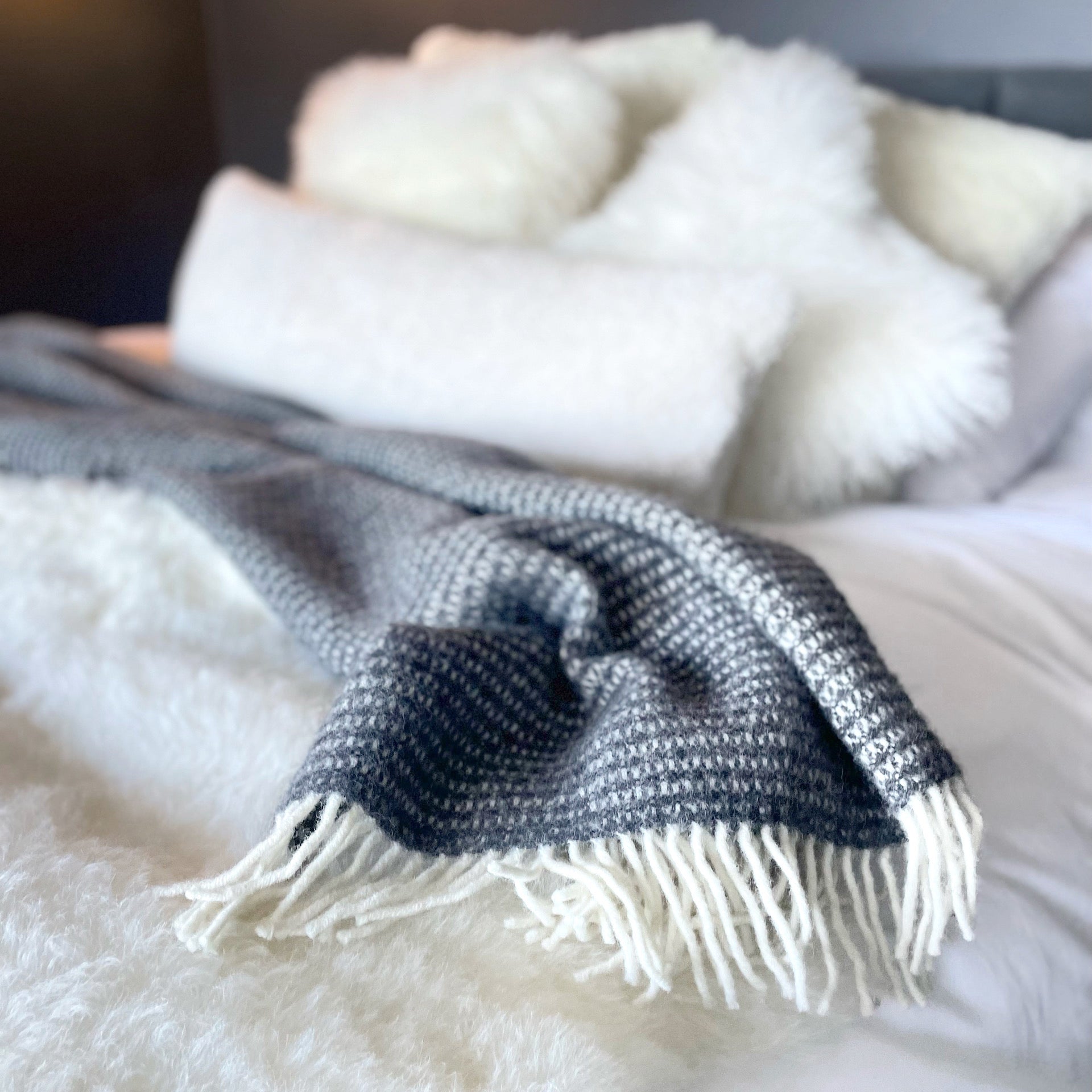 Australian Shearling Sheepskin Cushions Lumbar in 2 sizes - Natural White