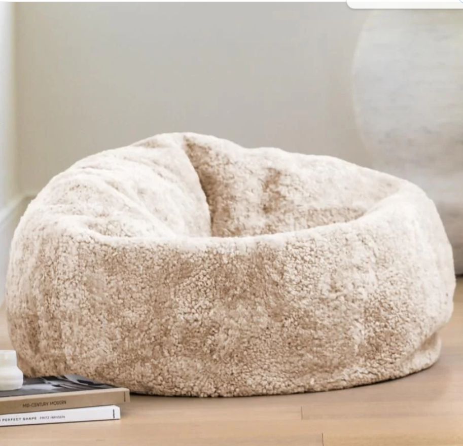 NEW!!! NZ Short Curly Short Wool Sheepskin Bean Bag - 2 colours
