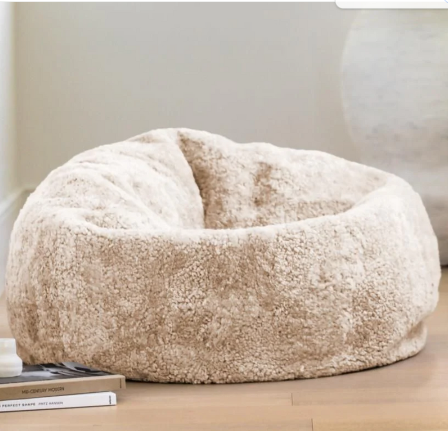 NEW!!! NZ Short Curly Short Wool Sheepskin Bean Bag - 2 colours