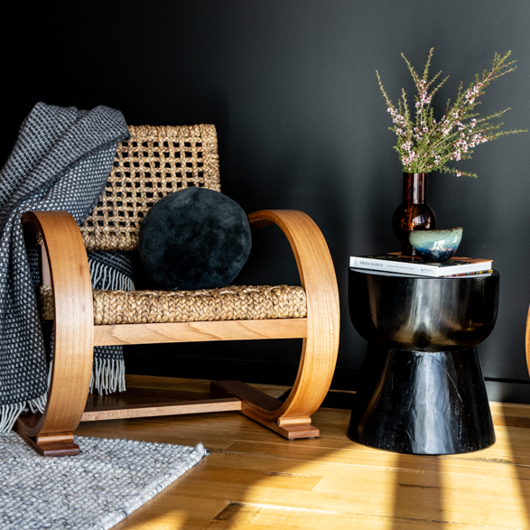 Genuine Australian Merino Short Sheepskin Ball Cushion Bauble - Steel