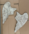 Large Carved Whitewash Timber Angel Wings **HIRE ONLY***