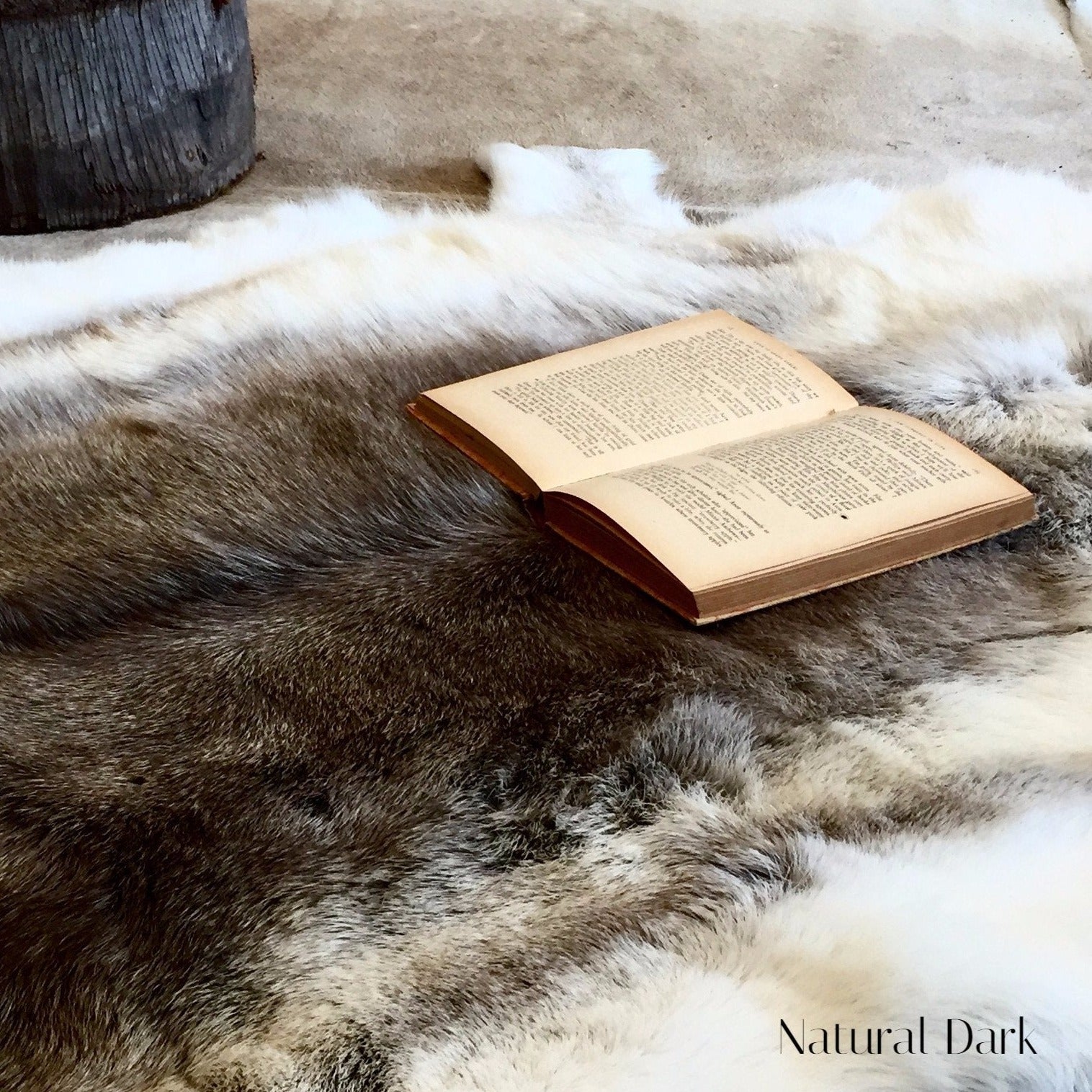 Reindeer Throw Blanket Rug - Natural Dark