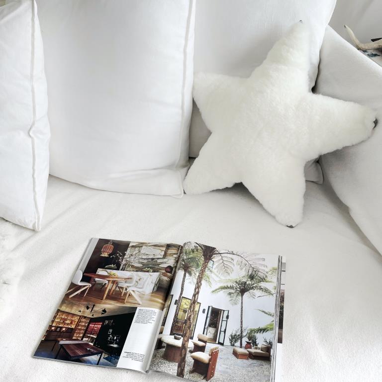 Genuine Australian Merino Short Sheepskin Star Cushion  - Ivory