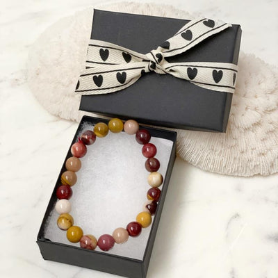 The Heart Chakra set with mookaite gemstone bracelet and a pulse point