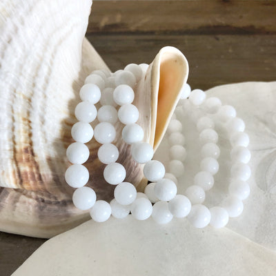 Crystal Precious Stone Bracelet - White Jade