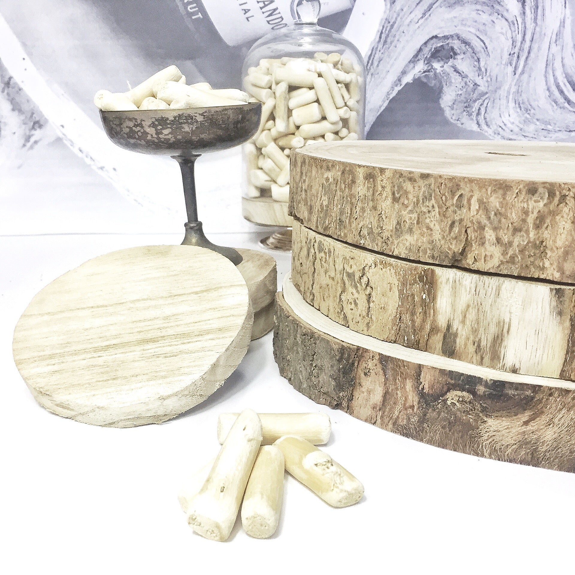 Natural Wood Slice Round Coaster Set 4