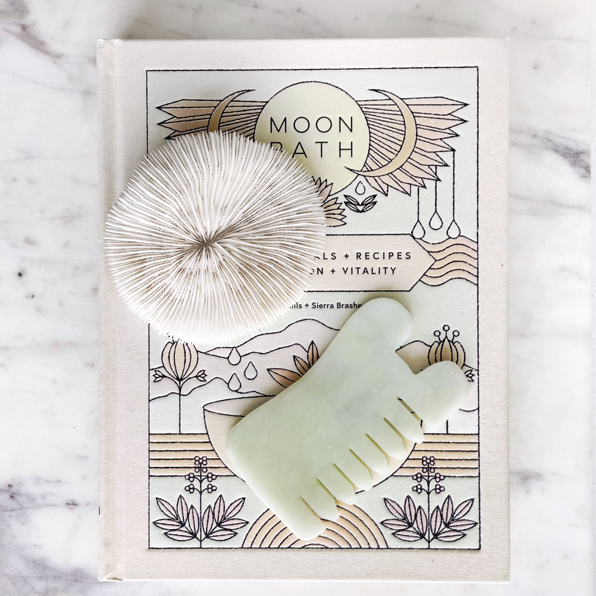 Jade Gua Sha Massage Comb Face,Hair & Scalp Scraping Contour Stone