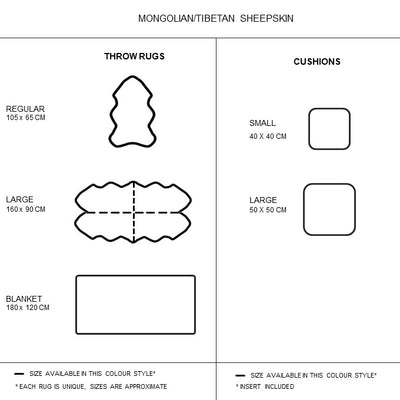 Real Tibetan Fur Mongolian Lambskin Sheepskin - Large Throw Floor Area Rug - Camel