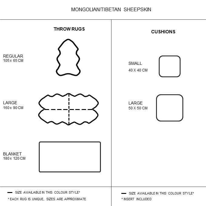 Real Tibetan Fur Mongolian Lambskin Sheepskin Cushion - Light Grey