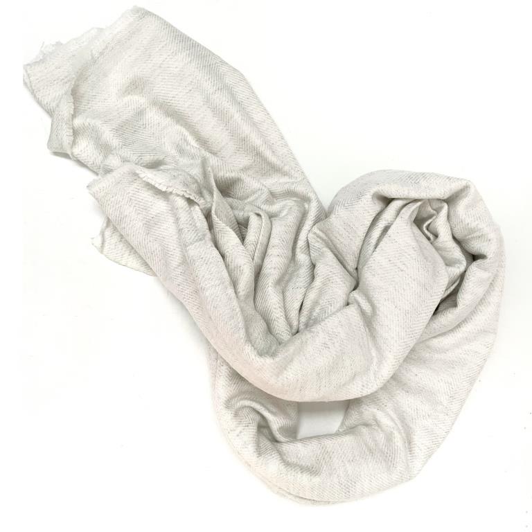 Double Size 100% Cashmere Throw Wrap - Palest Grey Fine Herringbone