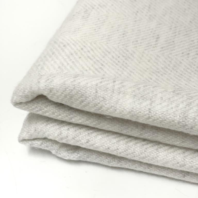 Double Size 100% Cashmere Throw Wrap - Palest Grey Fine Herringbone