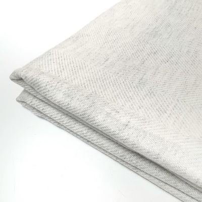 Double Size 100% Cashmere Throw Wrap - Palest Grey Fine Herringbone