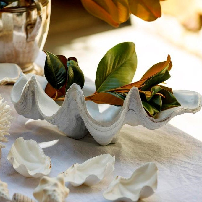 Resin Faux Giant Clamshell Clam White 41 CM