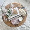 Thick Cut Natural Rose Quartz Crystal Slab Platter Tray I