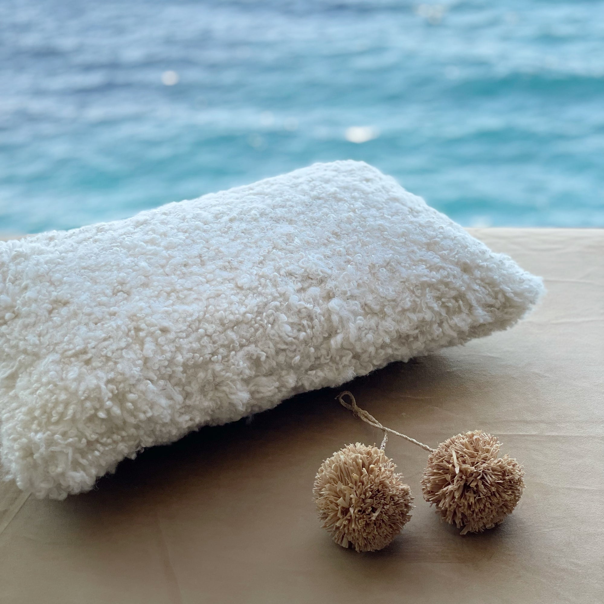 Australian Shearling Sheepskin Cushions Square in 2 sizes - Bone