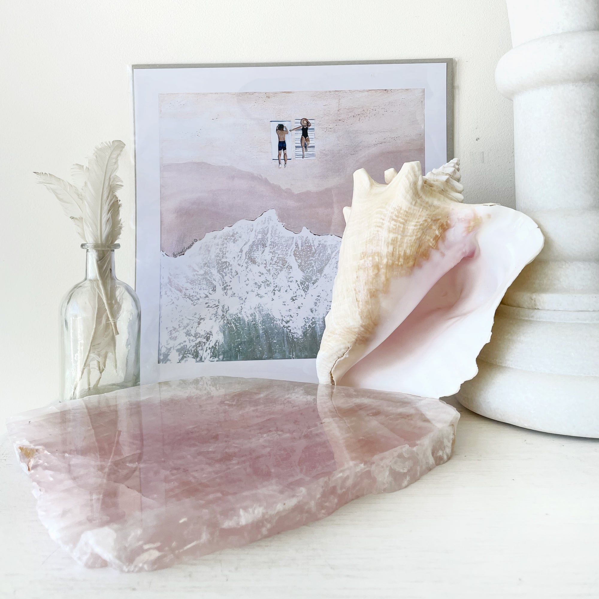 Thick Cut Natural Rose Quartz Crystal Slab D
