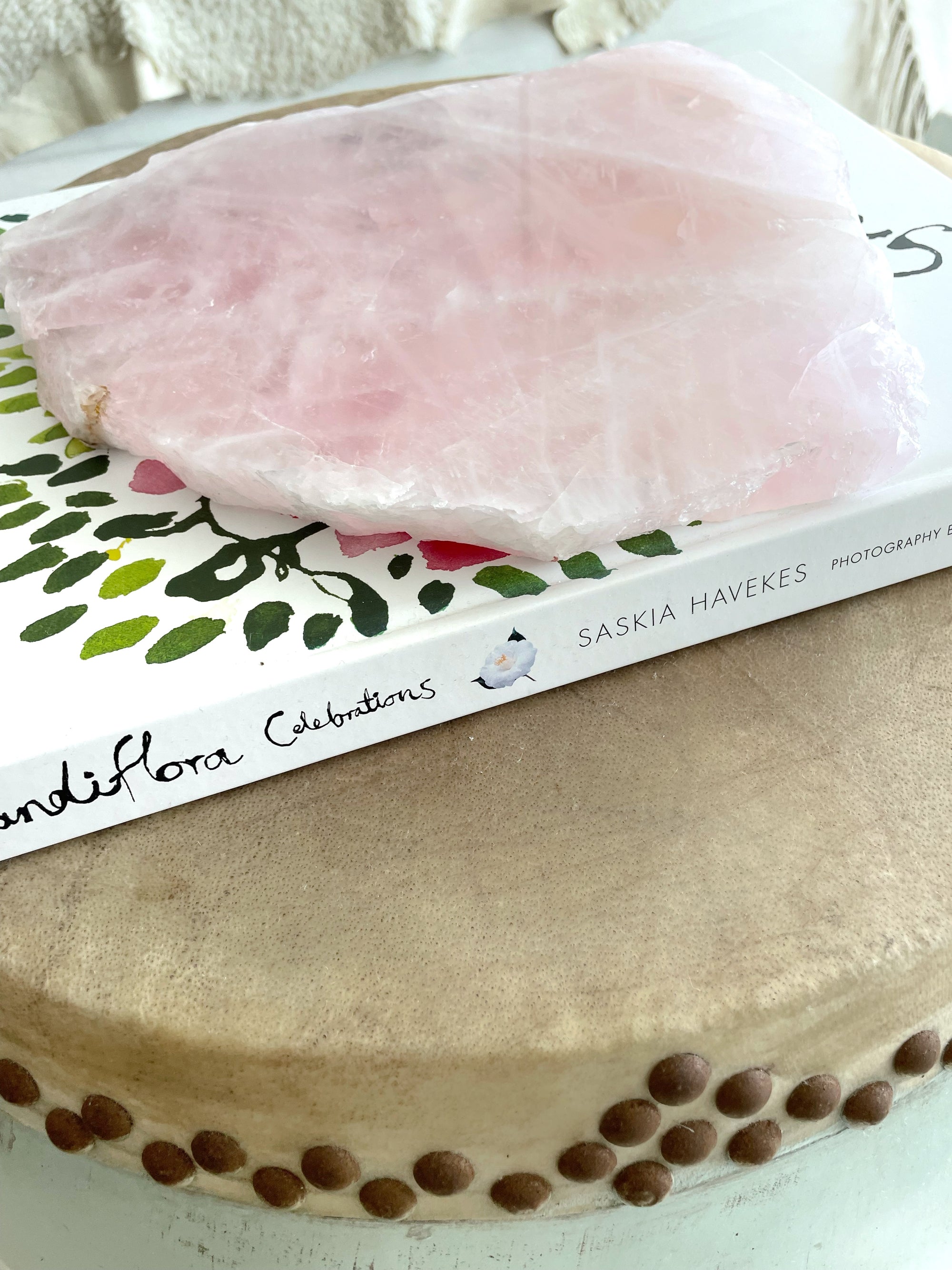 Thick Cut Natural Rose Quartz Crystal Slab B