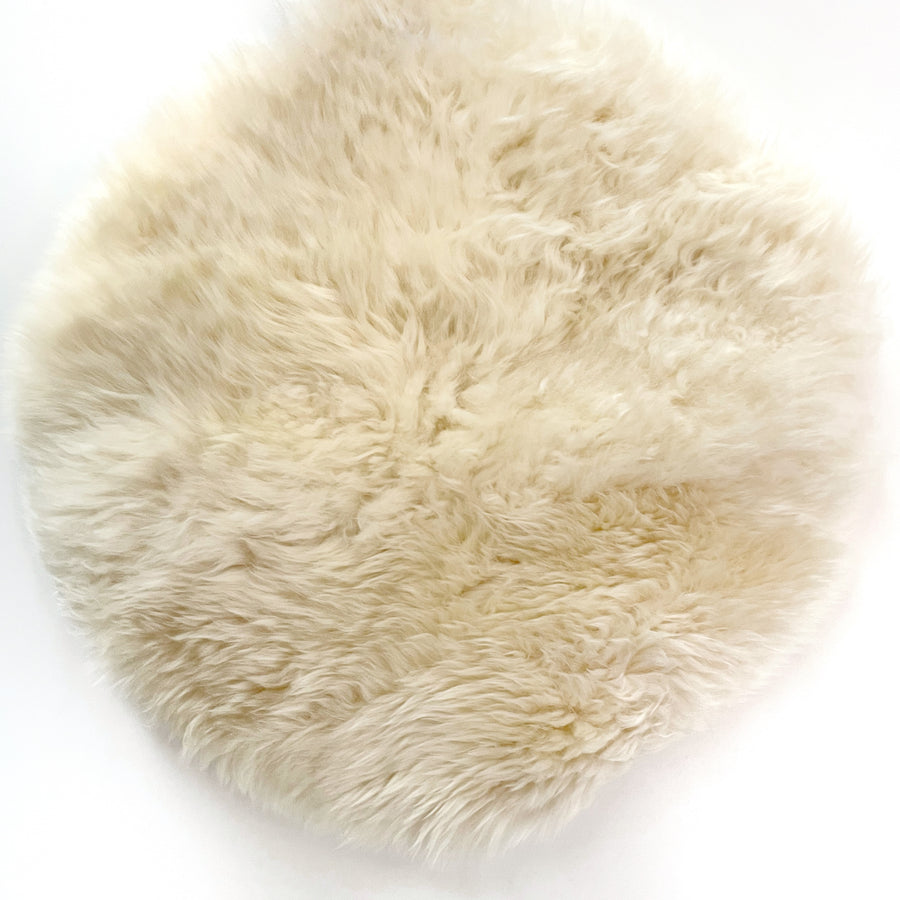 Genuine Australian Merino Sheepskin Round Dining Chair Seat Pad 40 CM - Wheat